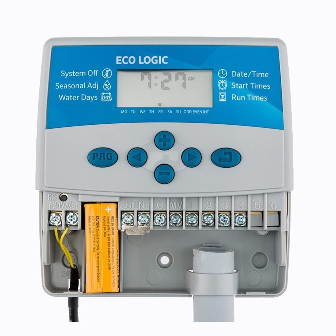 GNCGarden Programador de riego eléctrico Eco Logic 4 Estaciones Interior Hunter - Hunter ELC-401I-E - Hunter Eco-Logic Programador de Interior - Temporizador para riego 24V