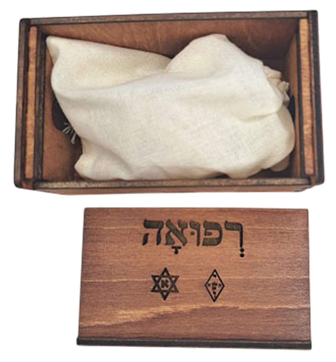 Péndulo grabado Hebreo de Radiestesia en Madera de Roble - Diagnóstico Energético y Sanación Holística con Caja Grabada y Saquito - Péndulo Cónico para Terapeutas, Chakras y Reiki