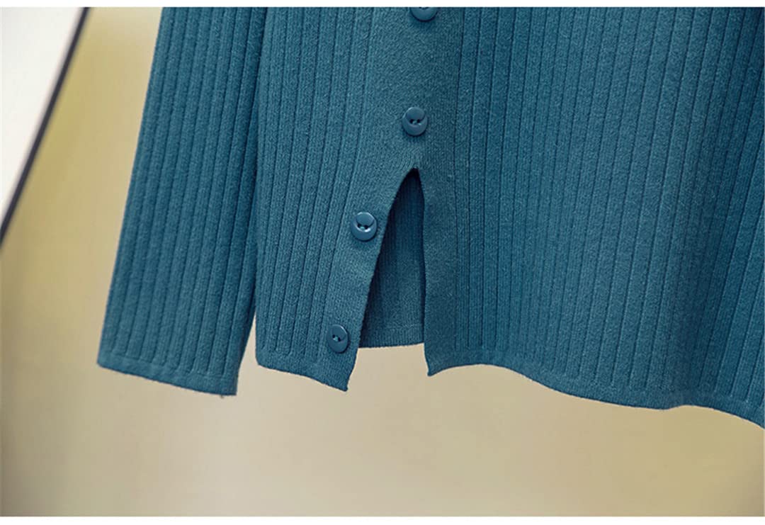 Pull en tricot pour femme - Pull à boutons - Printemps et automne - Chaud - Col roulé - Pull décontracté, Noir , M