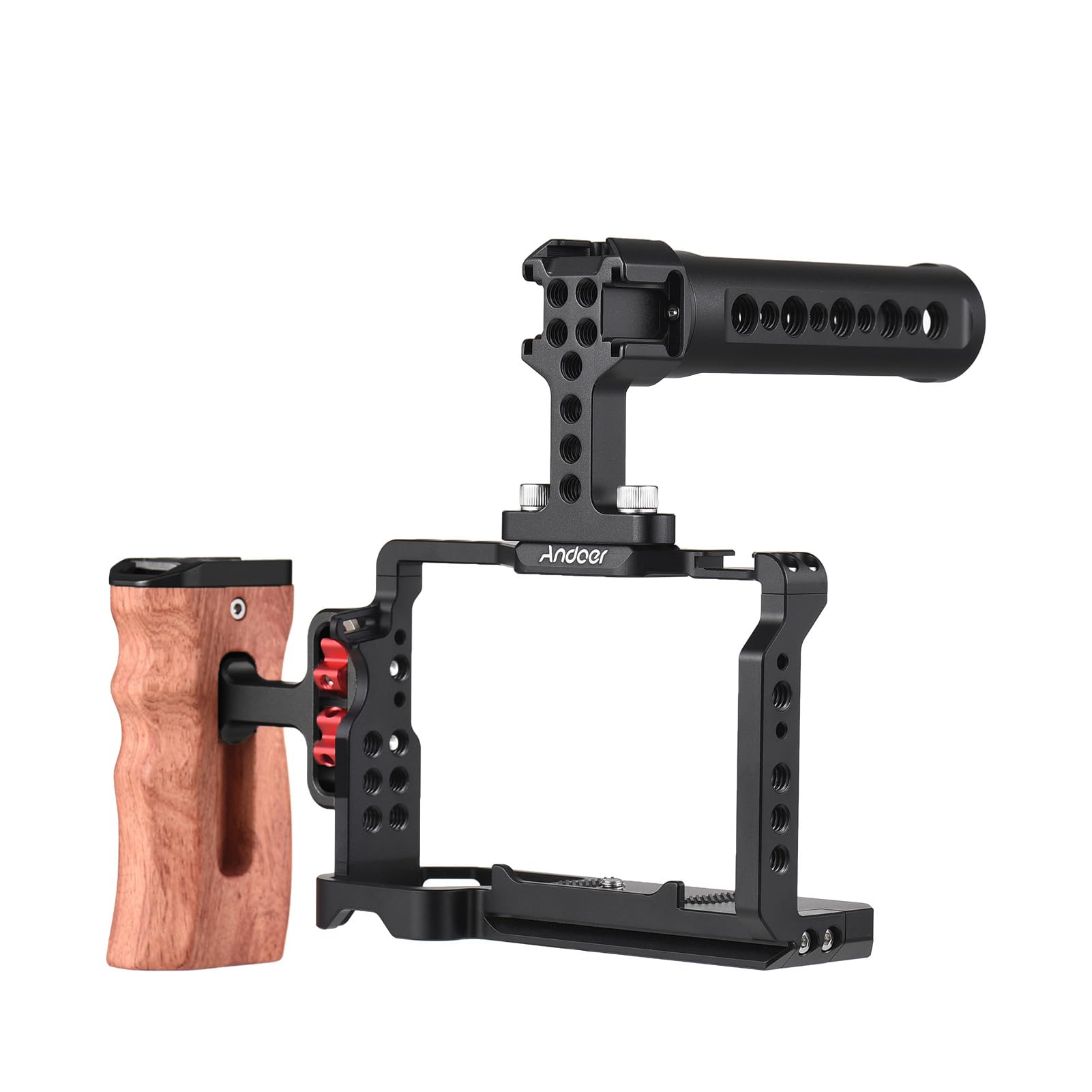 Andoer Camera Video Cage + Top Handle + Side Hand Grip Kit Aleación de Aluminio Cámara Video Cage con monturas de Zapata fría Numerosos Hilos de 1/4 de Pulgada Reemplazo para cámara Sony A7C