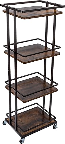 TFCFL Estantería industrial de 4 niveles con ruedas, estantes de almacenamiento, marco de metal para muebles de decoración, muebles de oficina en
