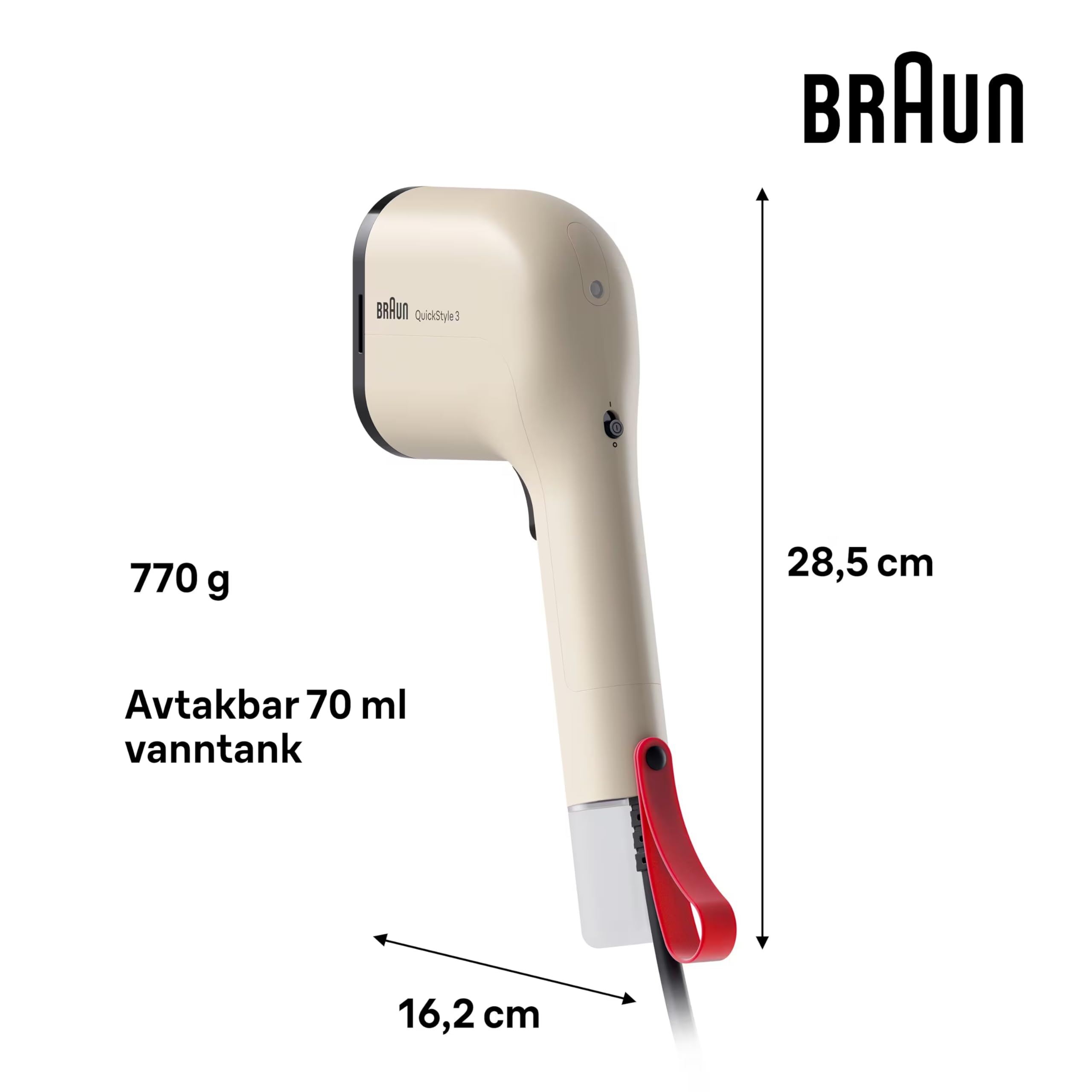 Braun QuickStyle 3 Ferro a Vapore Verticale 1100W 20g/min 70ml Beige