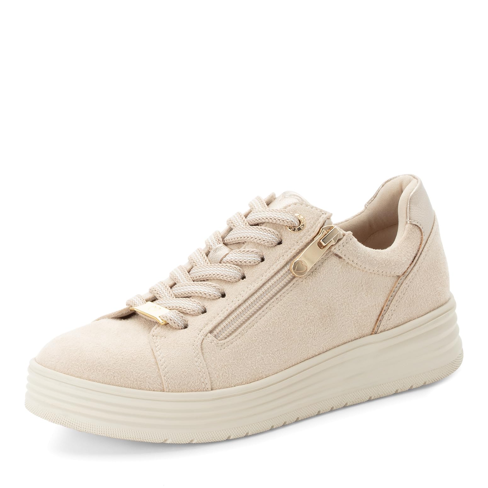 MARCO TOZZI Women's Sneaker Soft Feel Me Removable Footbed Soft Lining Modern, Beige (LT.TAN), 8.5 UK