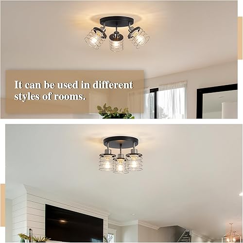Miniatura 7 de Lámpara de techo de níquel cepillado para cocina, lámpara de techo semiempotrada, iluminación de techo multidireccional para cocina, granja,