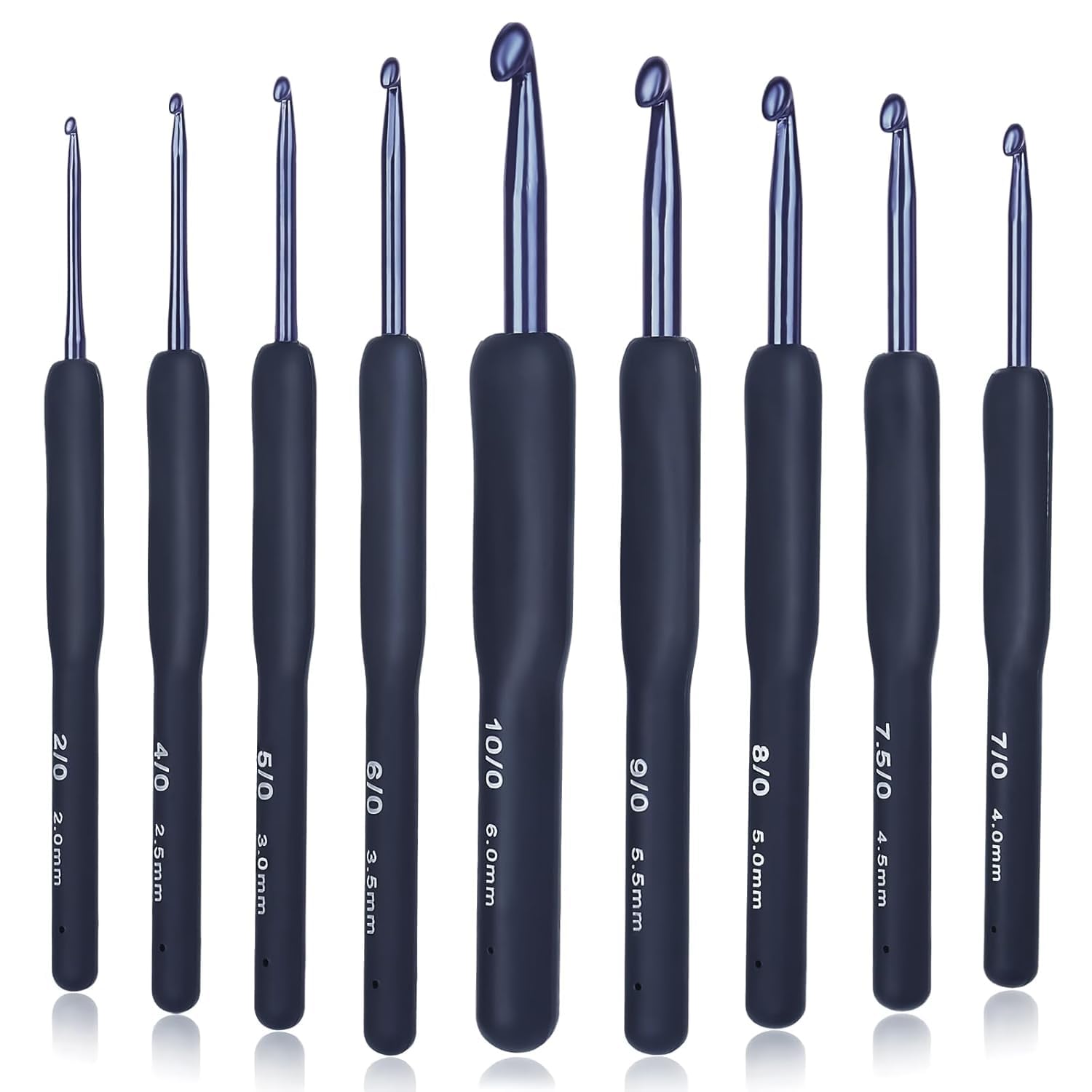 Crochet Kit with Soft Grip Handles – Full Crochet Hook Set for Beginners & Yarn Lovers – Ergonomic Crochet Tools for DIY Craft & Gifting (9 Pcs Blue)