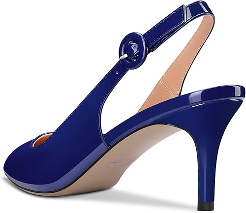 Miniatura 3 de TNYNFBEB Zapatos de tacón medio para mujer, con puntera puntiaguda, correa de tobillo, hebilla deslizante, básica, clásica, linda, de 2.6 pulgadas