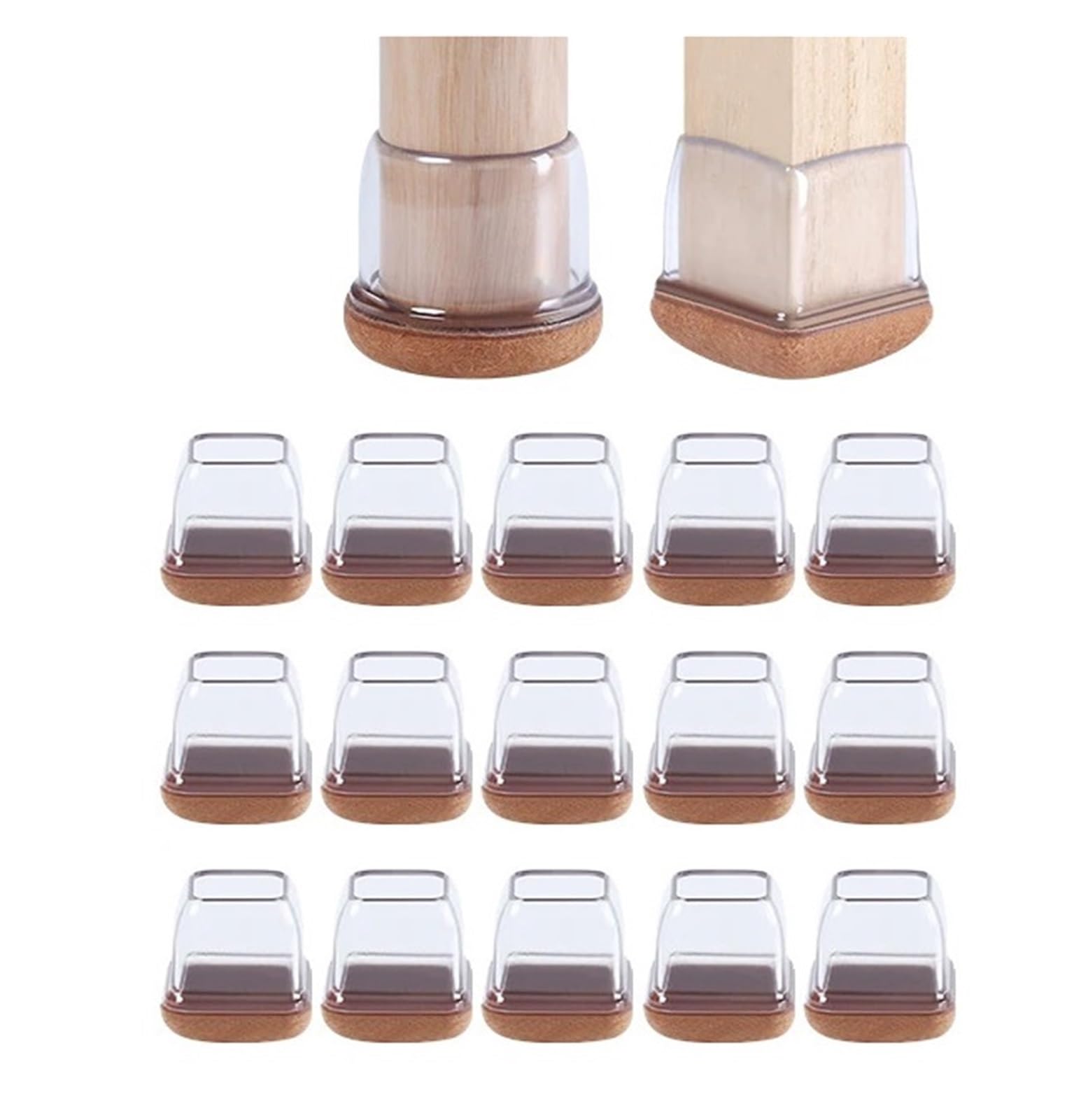 24 protectores de patas de silla for pisos de madera, almohadillas de fieltro gruesas, cubiertas for patas de muebles de mesa, tapas cuadradas for patas de silla de movimiento suave(Dark Brown,1 inch