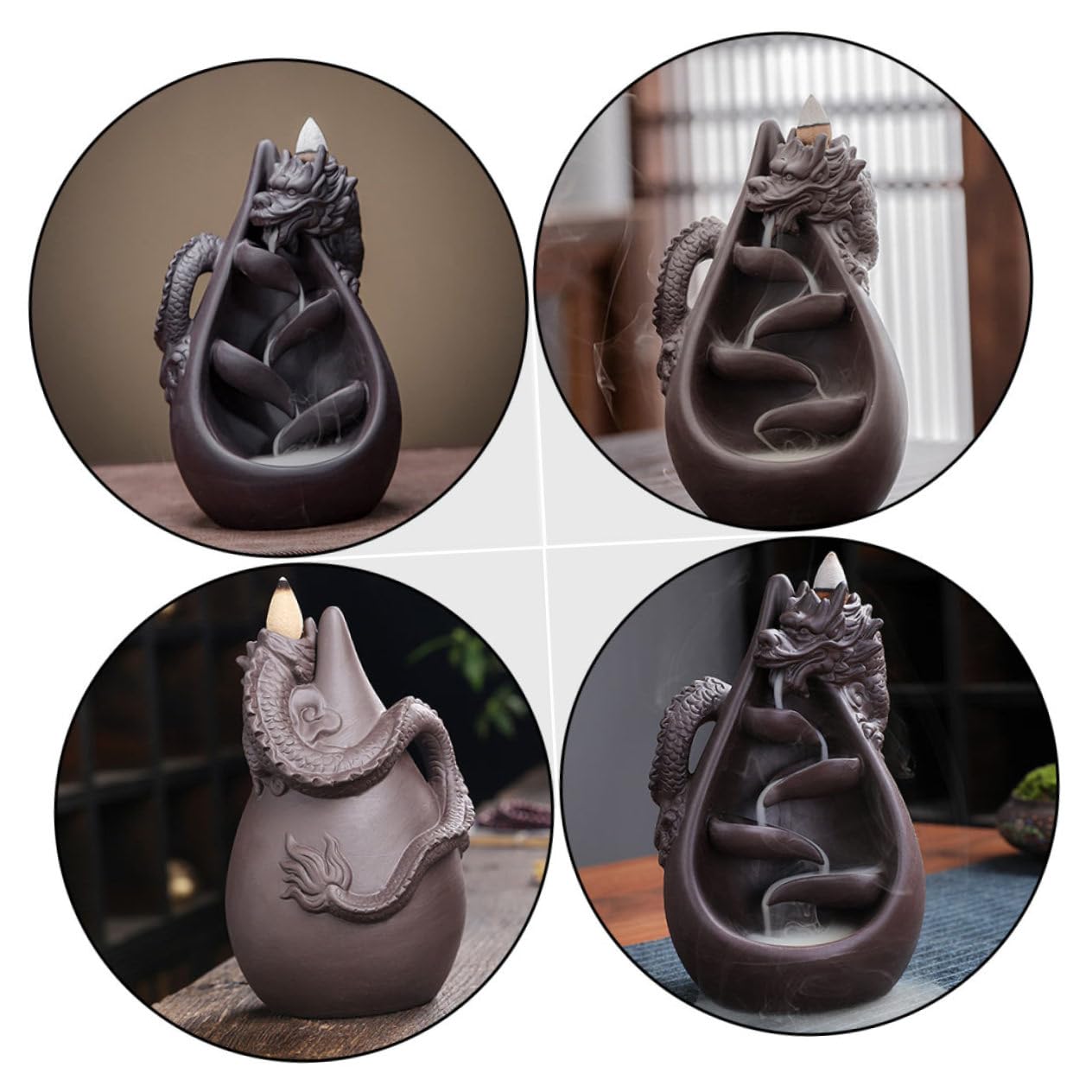 Quemador de Incienso para Meditar Forma de Dragón de Arena Morada y Mejorar la Calidad del Diseño Artesanal Excelente en Sala de Yoga o Sauna