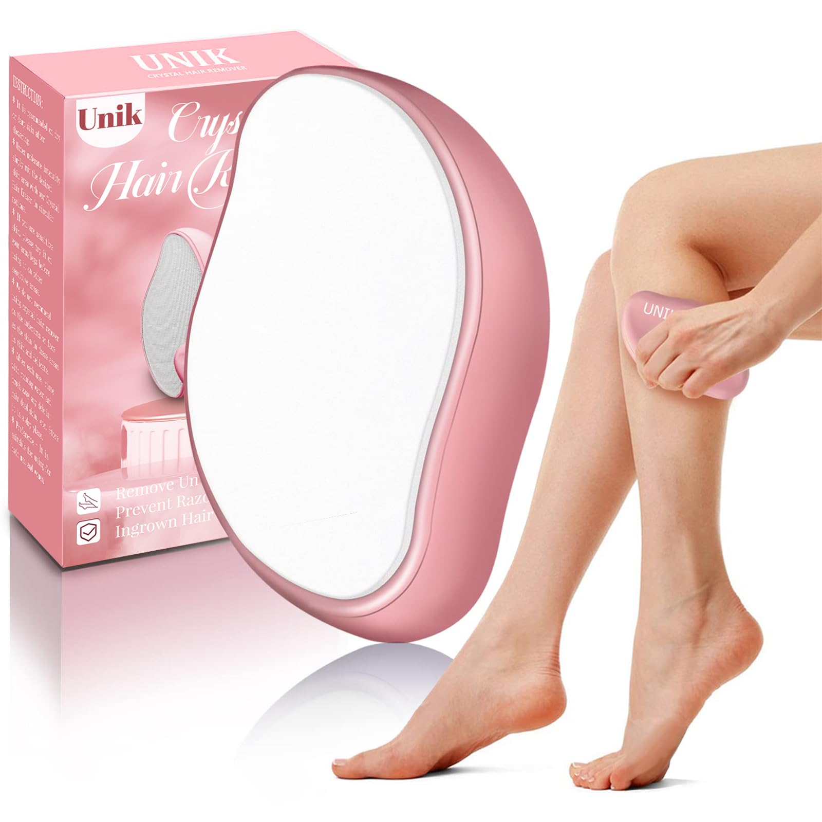 UNIKHair Remover, Crystal Hair Eraser, Portable Magic Painless Hair Epilators Ergonomic Design Hair Remover Silky Smooth Leg Arm Back Hair Removal Tool for Women and Men,Eco-Friendly Reusable Hair Eraser… (Pink)