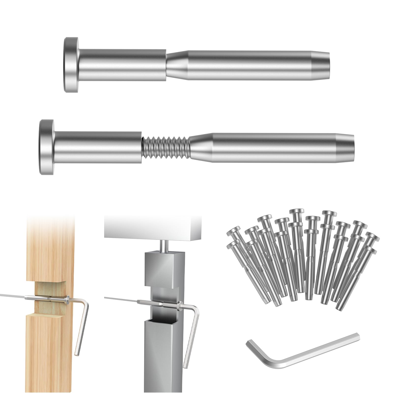 BLIKA Paquete De 10 Barandillas Invisibles Negras De 3/16 Pulgadas Para  Postes De Madera Y, image size:1600x1600