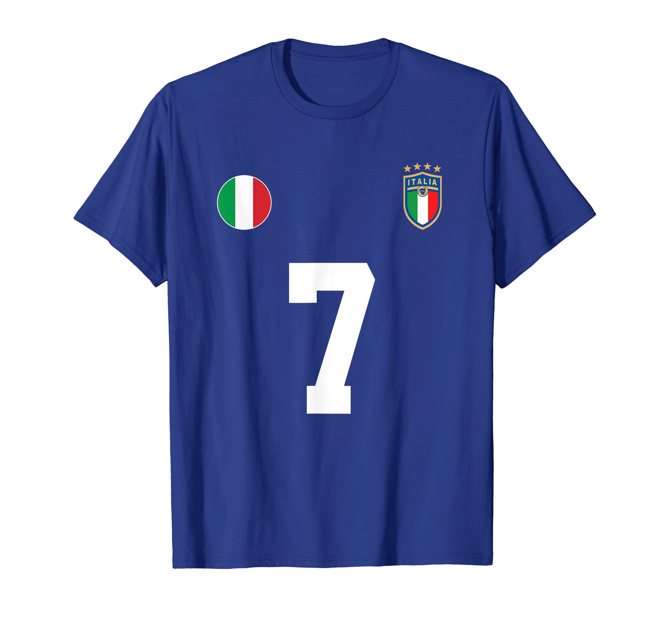 SPORTTEE Co.Italia Team Sports Number 7 Italy Soccer Fan Italian Flag T-Shirt