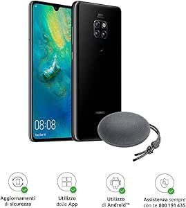 Huawei Mate 20 (Black) Smartphone + Speaker Bluetooth, 128 GB+4GB RAM, Display 6.53" Full HD+, Processore Octa Core dinamico con Intelligenza Artificiale [Versione Italiana]