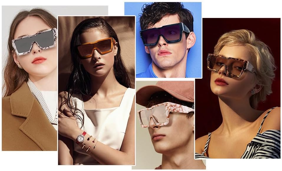 KENBO Oversized Sunglasses for Women Men Trendy Square Sun Glasses One Piece Lens Big Sunglasses - Image 2