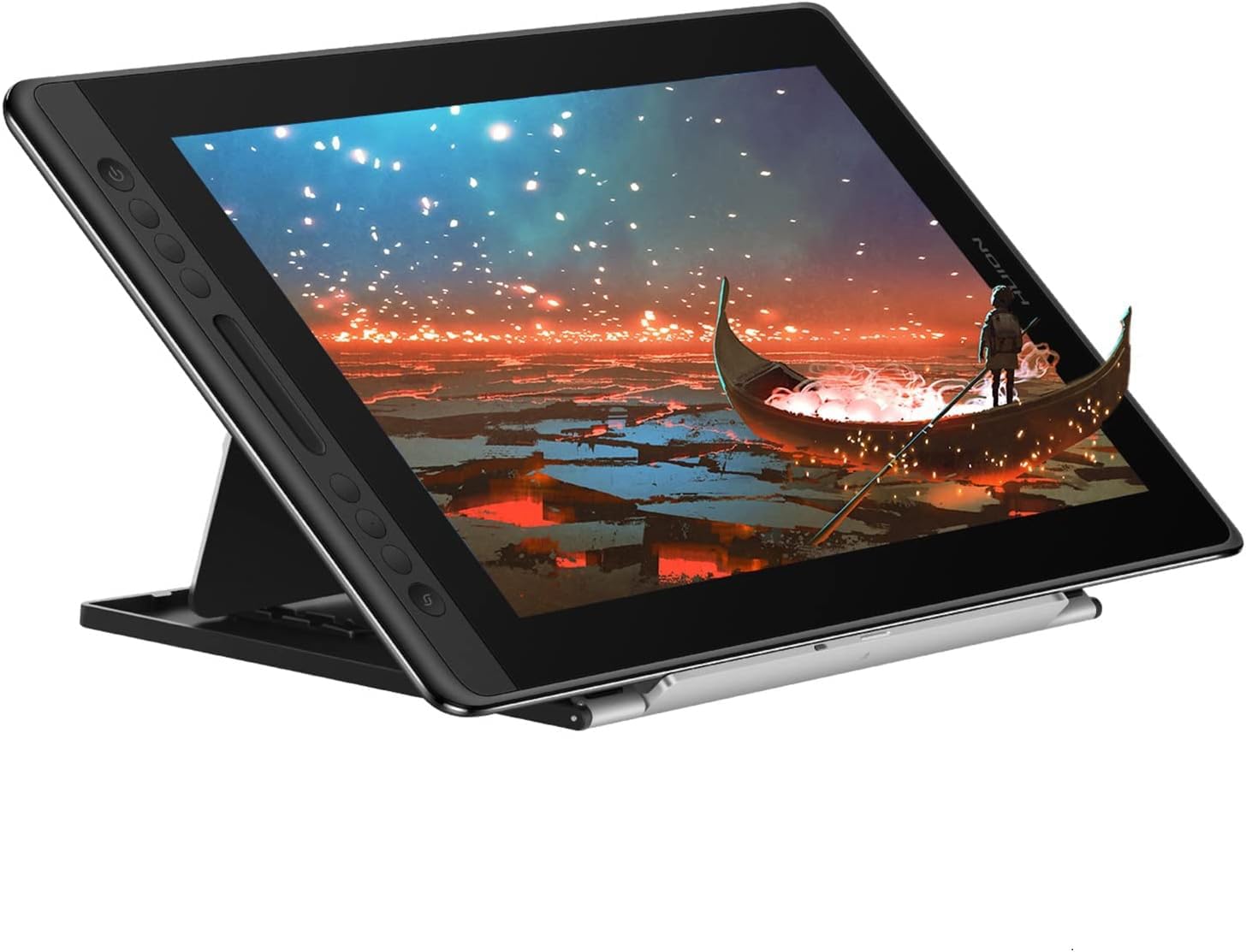 huion kamvas pro 16 drawing tablet with screen, 15.6 inch pen display anti-glare glass 6 shortcut keys adjustable stand, graphics tablet for drawing, writing, design, work with windows, mac and linux