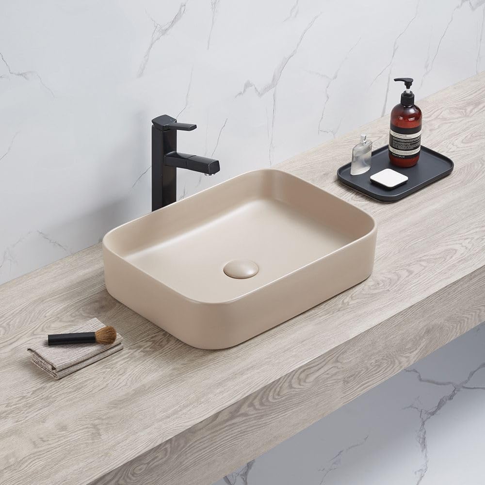 Milano Elements Sand Rectangular Countertop Bathroom Basin Sink - 505mm x 370mm