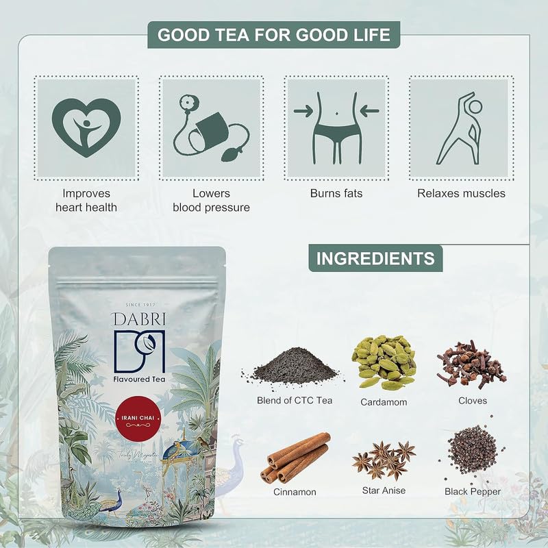 Image of Hyderabadi Irani Chai 250g With Mystical 7 Flavour Tea Bags (21 Bags) Combo Pack | Irani Cafe Style Tea make refreshingly strong, Sweet Creamy milk Chai | Rich Aroma, Antioxidant & good for Digestion|Made in India