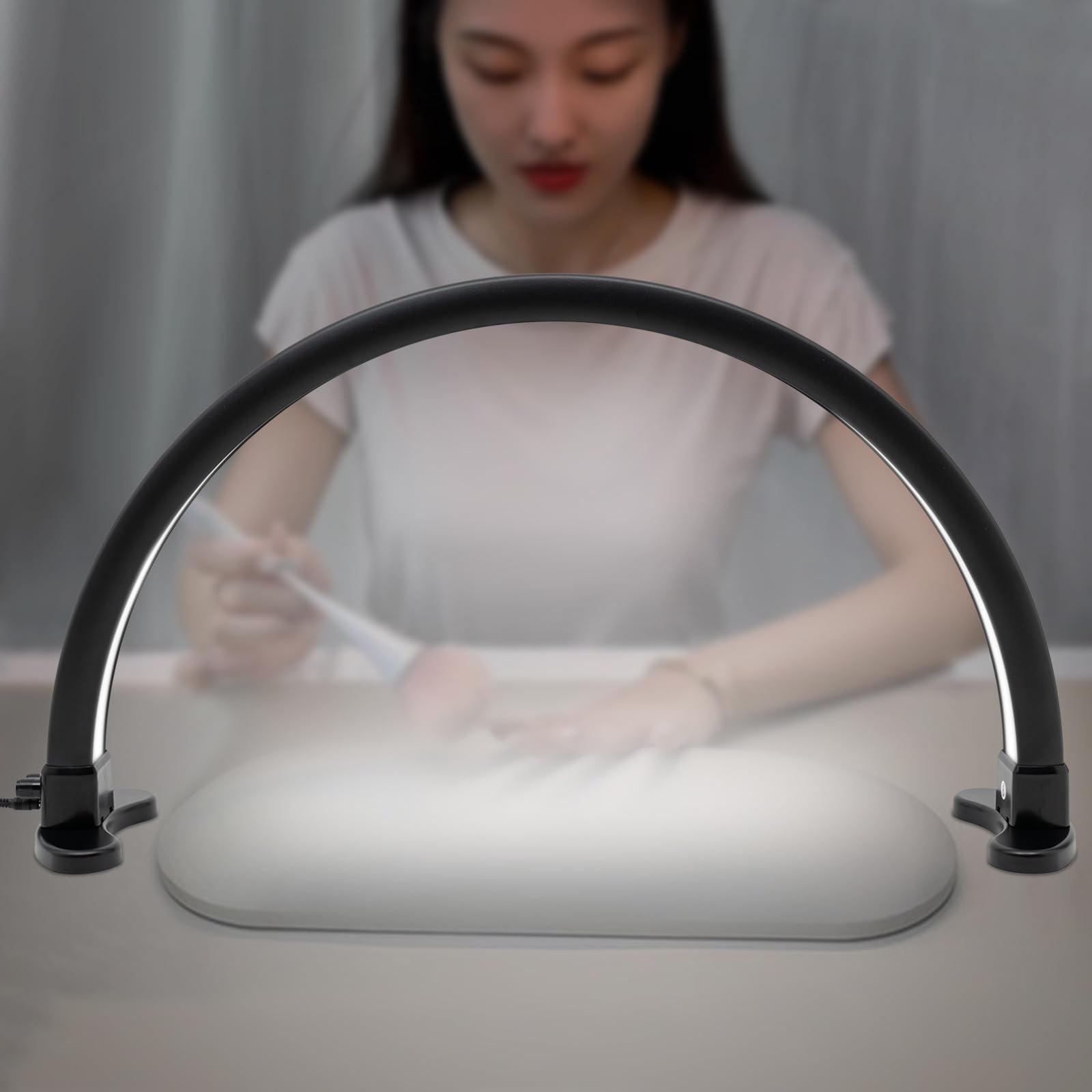 Lampa półksiężycowa do paznokci 45 W lampa biurkowa LED półksiężyc 2700-5600 K regulowana jasność rzęsy lampa stołowa przedłużająca rzęsy, do sklepów z manikiurem, salonów kosmetycznych, dla rodzin