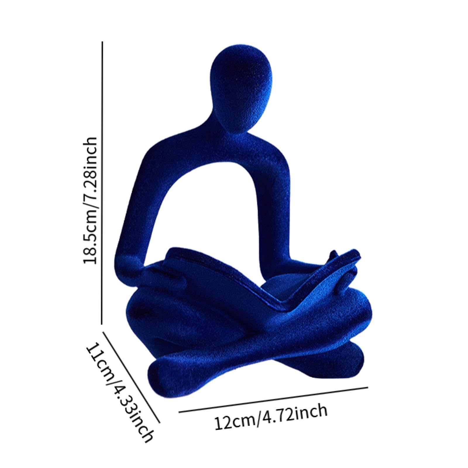 Escultura Abstracto Estatua Humana Figuras Decorativas de Resina para Estantería Moderna Nórdica Diseño Creativo Adecuada para Regalar Decora, Azul, Individual