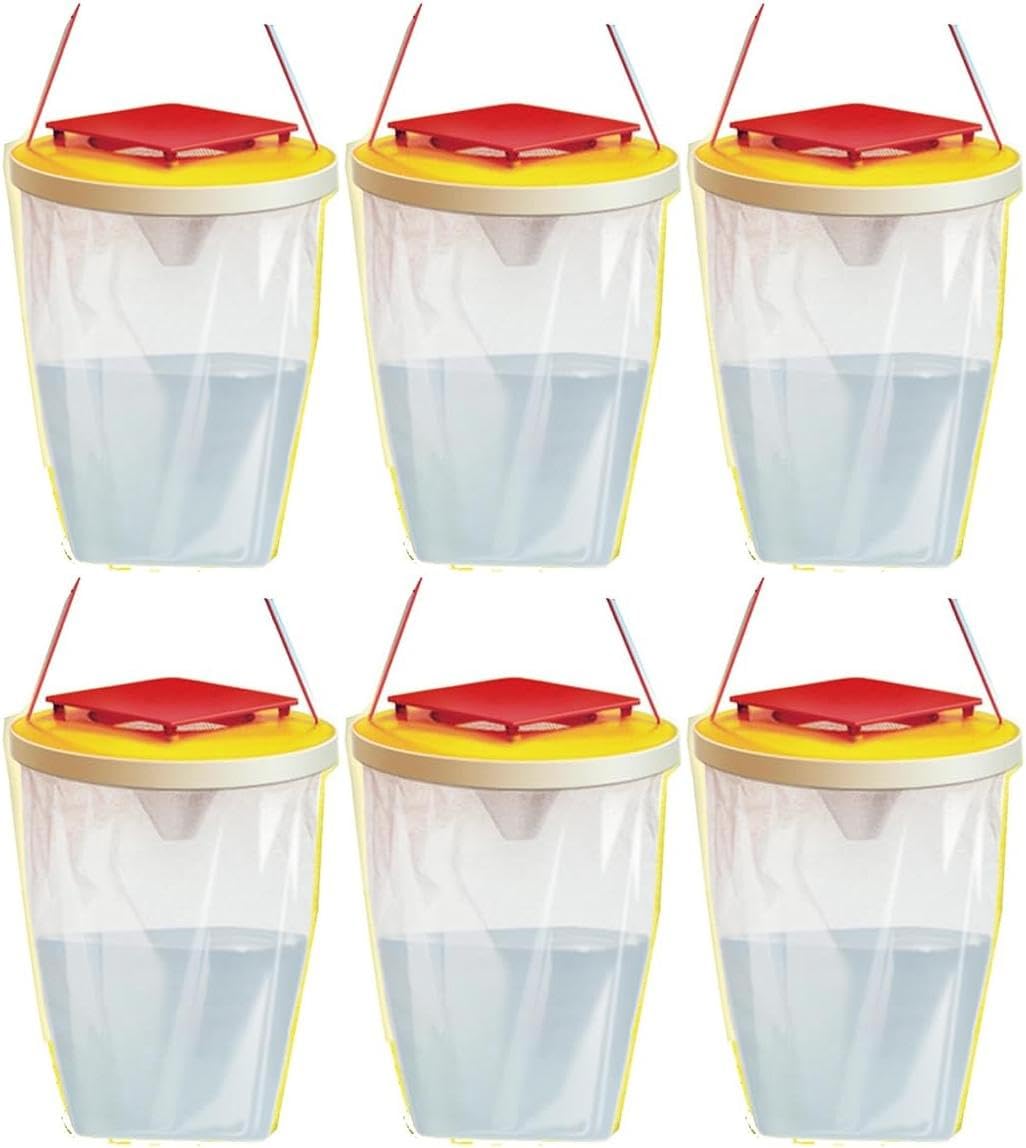 Trampas para Moscas | Atrayente Incluido | Bolsas atrapamoscas | Insectos voladores | Fácil de Colgar | 6 Bolsas