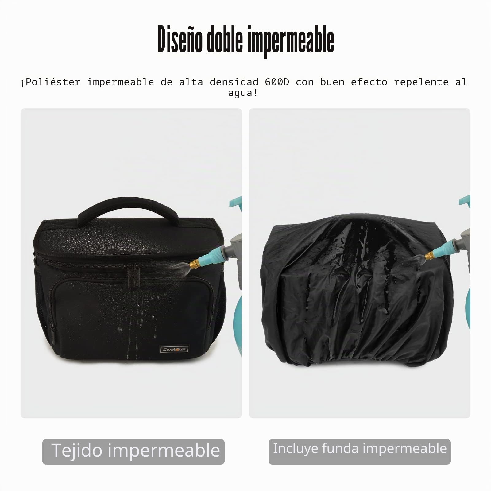 Cwatcun Bolsa para cámara SLR, Bolsa de Fotos Impermeable para cámaras SLR para Canon, Nikon, Sony, Fuji Small DSLR/SLR y Lente, Negro, L