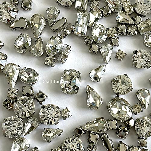 Craft Tamago 【約100粒】ビジュー パーツ 台座シルバー クリアのみ ガラス製のサムネイル