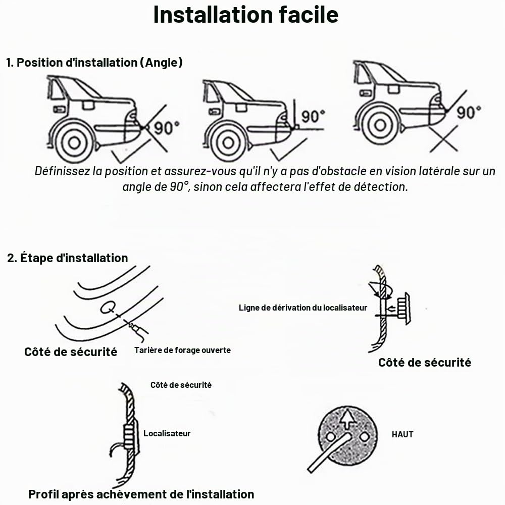 Système de radar de recul pour voiture avec 4 capteurs sonores de stationnement en marche arrière
