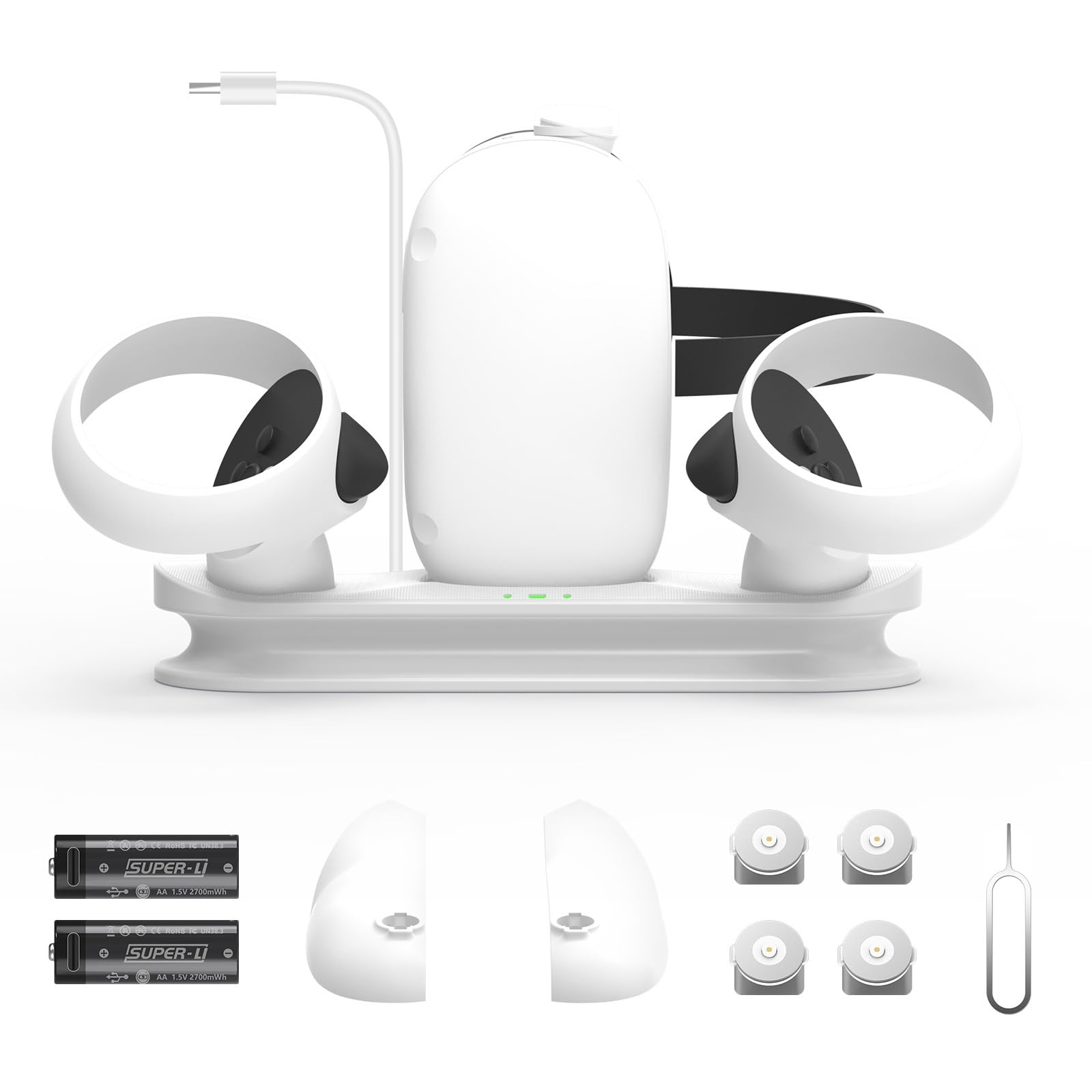 Station De Chargement VR - Support De Chargement pour Casque VR Compatible avec Quest 2, Station De Chargement RVB pour Quest 2, Station De Chargement Magnétique.