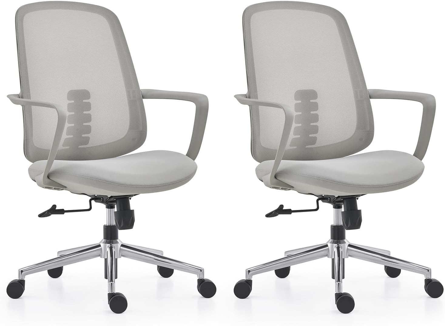 2 Pack Office Desk Chair With Lumbar Support, Mid-Back Commercial Office Chair With Breathable Mesh Back, Swivel, Tilt Lock & Adjustable Height For Comfort Office Task Chair, Grey