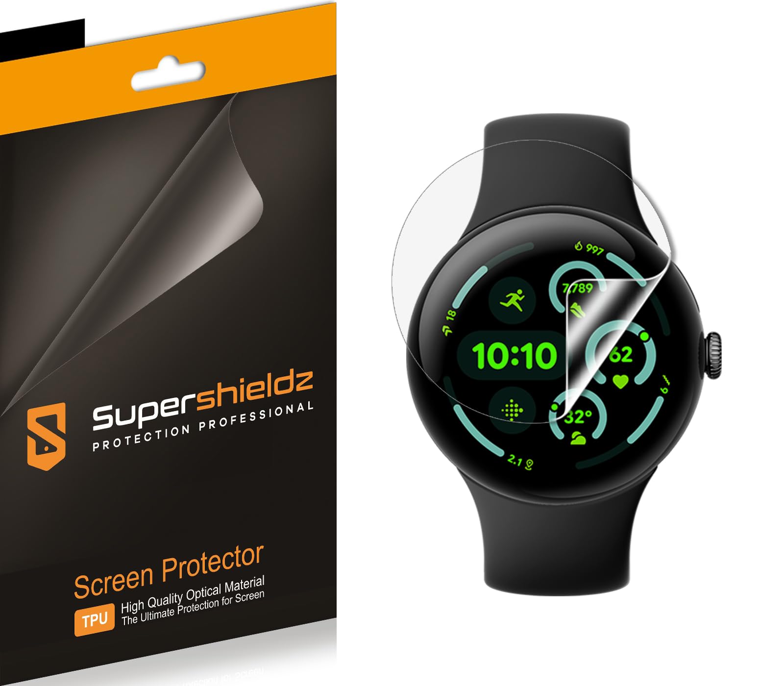 Supershieldz (3 Pack) Designed for Google Pixel Watch 3 (45mm) Screen Protector, High Definition Clear Shield (TPU)