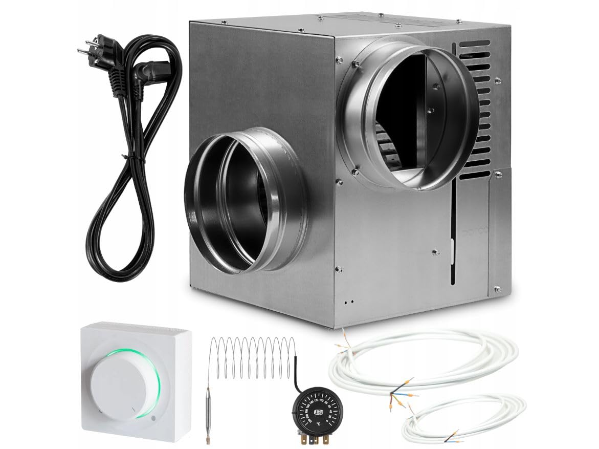 SYSTERM Distribución de Aire Caliente para Chimenea, Ventilador de Turbina AN3 Gen II, 150 mm, 990 m3/h, Con Termostato y Regulador