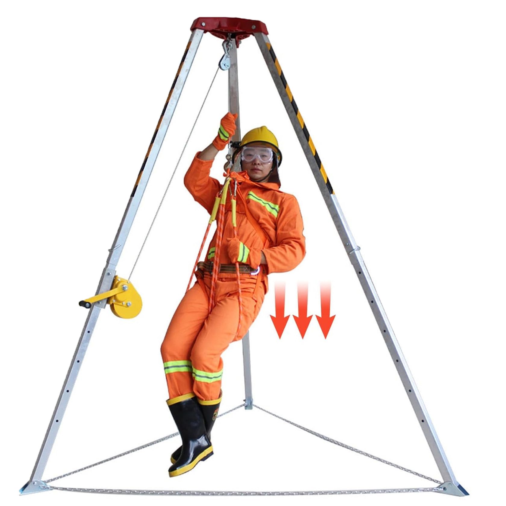Kit De TríPode, Kit De TríPode para Espacios Confinados Cabrestante De 1200lbs1800lbs, TríPode De Rescate De Alcantarillado con Dispositivo De Bloqueo AutomáTico De Seguridad,1200LBS