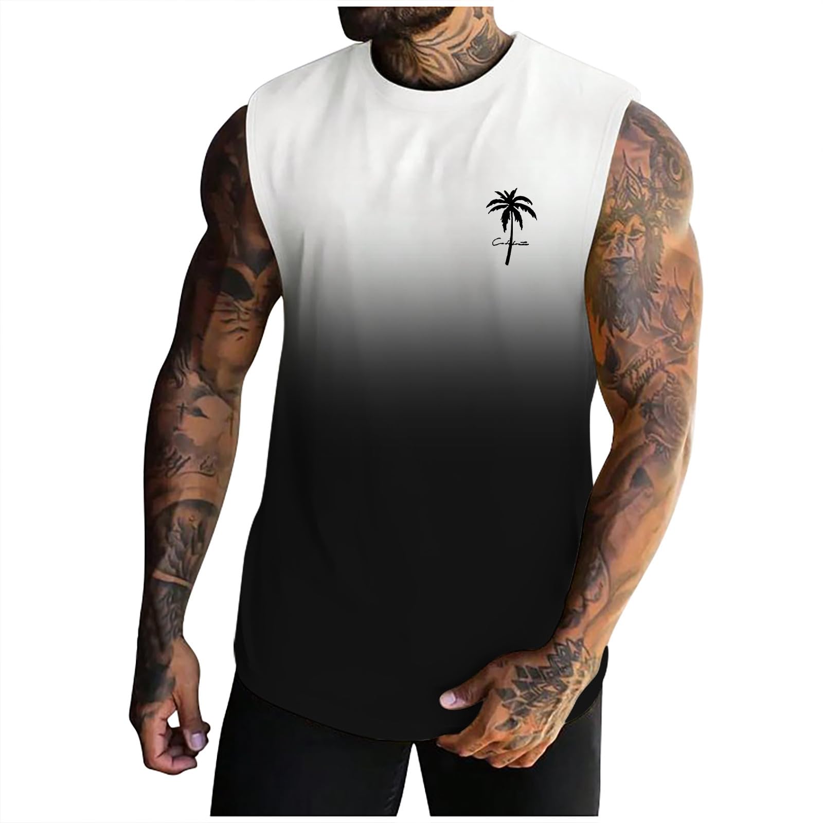 Sunnyuk Camiseta Gym Hombre Camiseta de Tirantes T-Shirt para Gym Gimnasio Running Chaleco Entrenamiento Tank Top sin Mangas Camiseta Culturismo Deportivo Secado Rápido Respirable Gimnasio