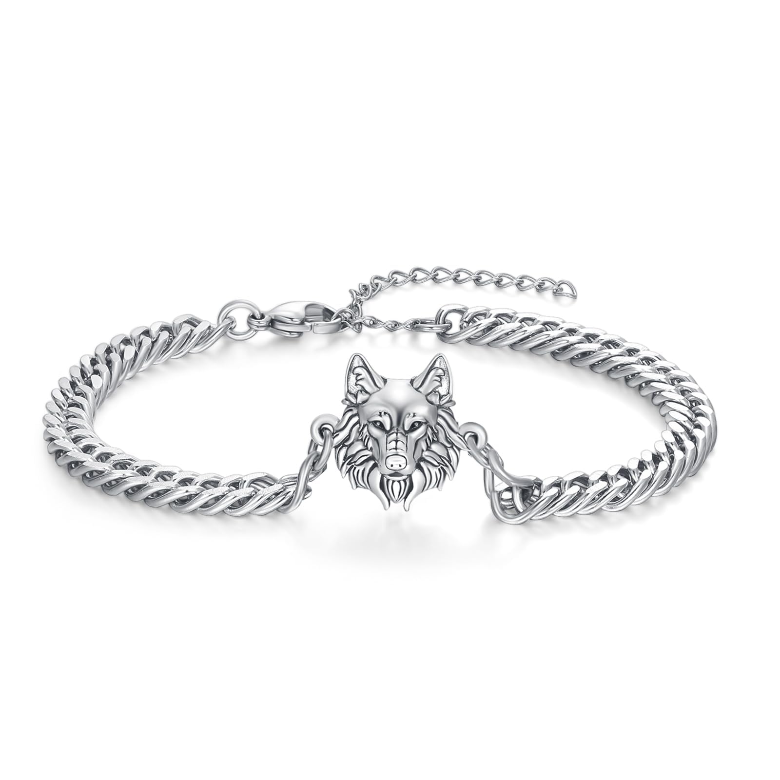 Pulsera vikinga de plata de ley 925 para hombres, lobo, dragón, Odin, brújula, pulsera vikinga, regalo, con cadena de acero inoxidable