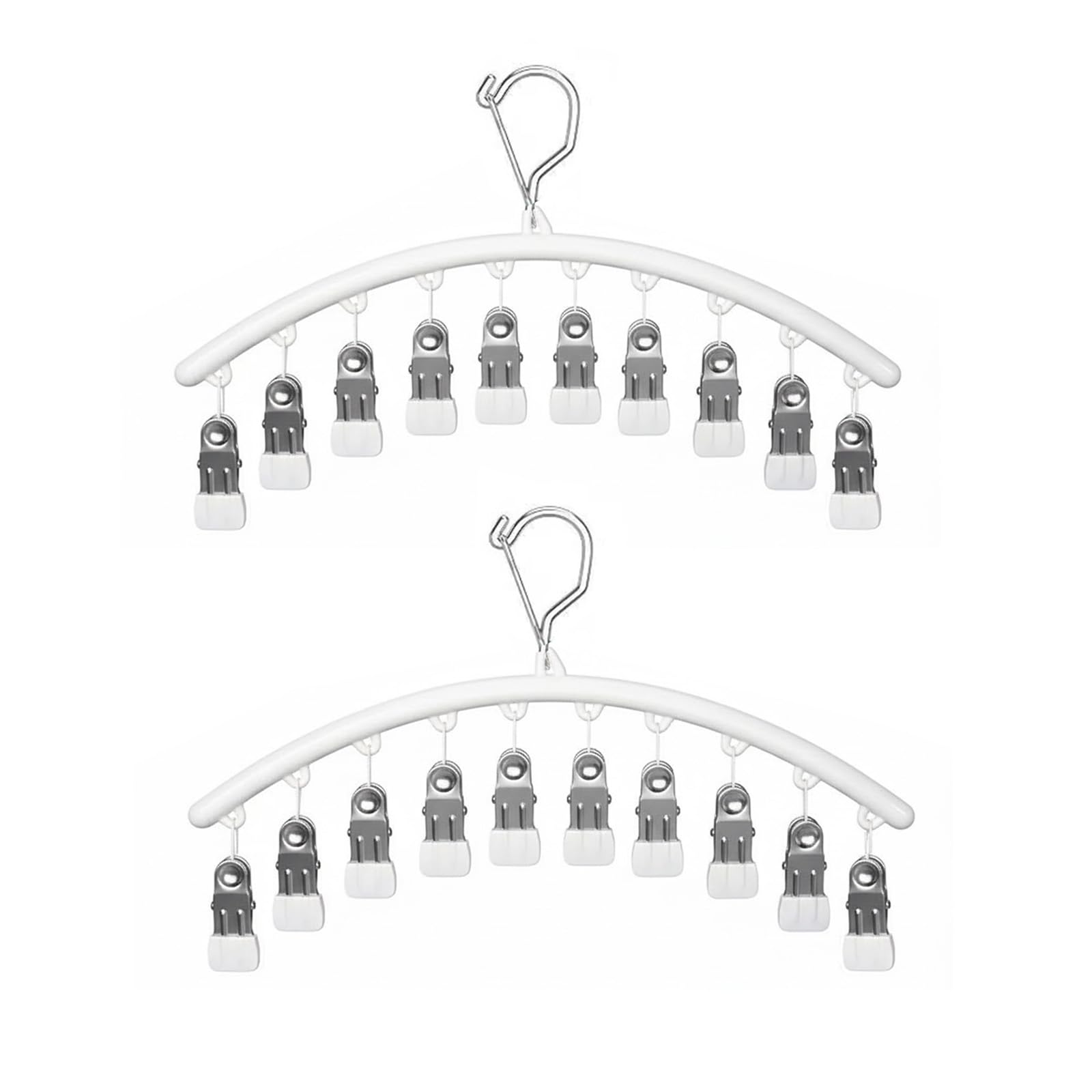 2 Pack Rack Windproof Drying Rack with 20 Pegs Drip Airer Hanging Sock Rack Sock Dryer with Pegs Air Dryer Hanger Drying Rack Laundry Pegs Drip Hanger for Socks, Underwear,Bras,Baby Clothes (White)