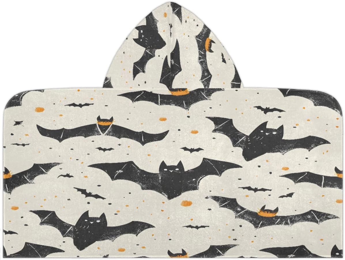 Flying Bat Kids Bath Towel Beach Towel with Hood Pool Cover Up for Girls Boys Soft Absorbent Hooded Bath Towel Toddler Towels for Beach, Pool