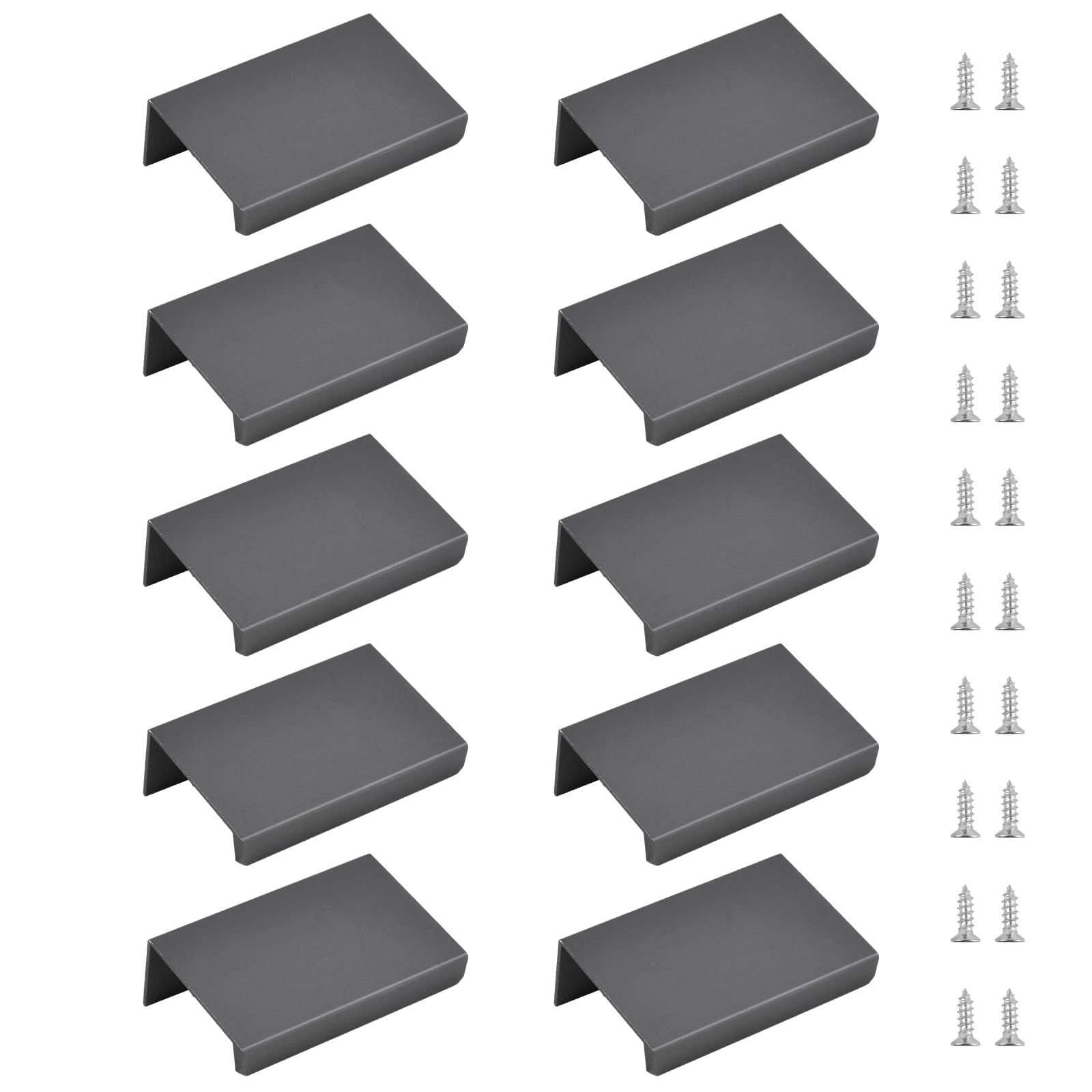 MOROBOR Grey Mini Finger Edge Pull, 10 PCS Concealed Handle Modern Style Drawer Handle, Right Angle Aluminum Alloy Invisible Wardrobe Knobs for Cabinet Hardware Drawer/50 mm — image 1