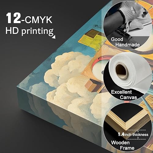 Miniatura 167 de Lienzo artístico para pared, pinturas de arte abstracto, fantasía azul, grafiti colorido sobre fondo blanco; decoración artística moderna para sala