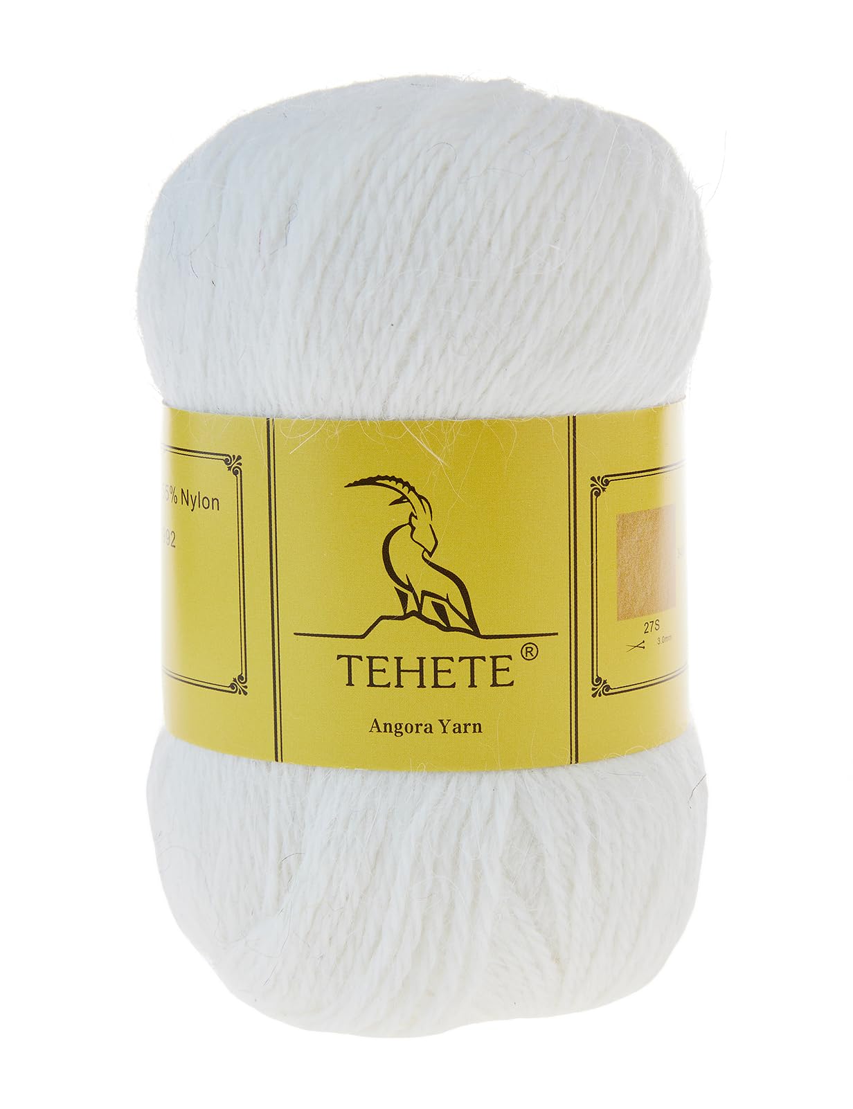 TEHETE Angora Wool Yarn for Crocheting Soft Luxurious Fuzzy Chunky Angora Rabbit Hair Knitting Yarn(White,3Balsl) White 3Balls
