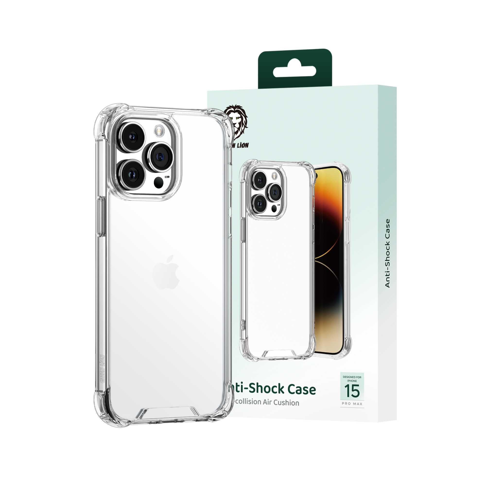 Green Lion for iPhone 15 Pro Case, Upgraded Camera Protection, Compatible with MagSafe, Military Grade Shockproof, Anti-Scratch Non-Slip, Non-Yellowing Clear Cover, Translucent Phone Cover