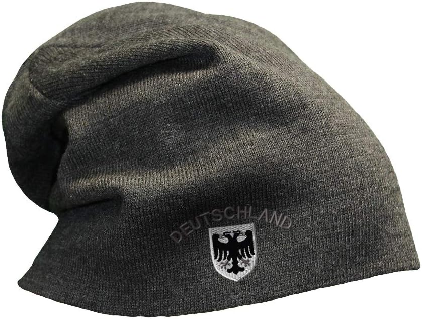 Slouchy Beanie for Men Deutschland Black German Eagle Embroidery Women Skull Cap