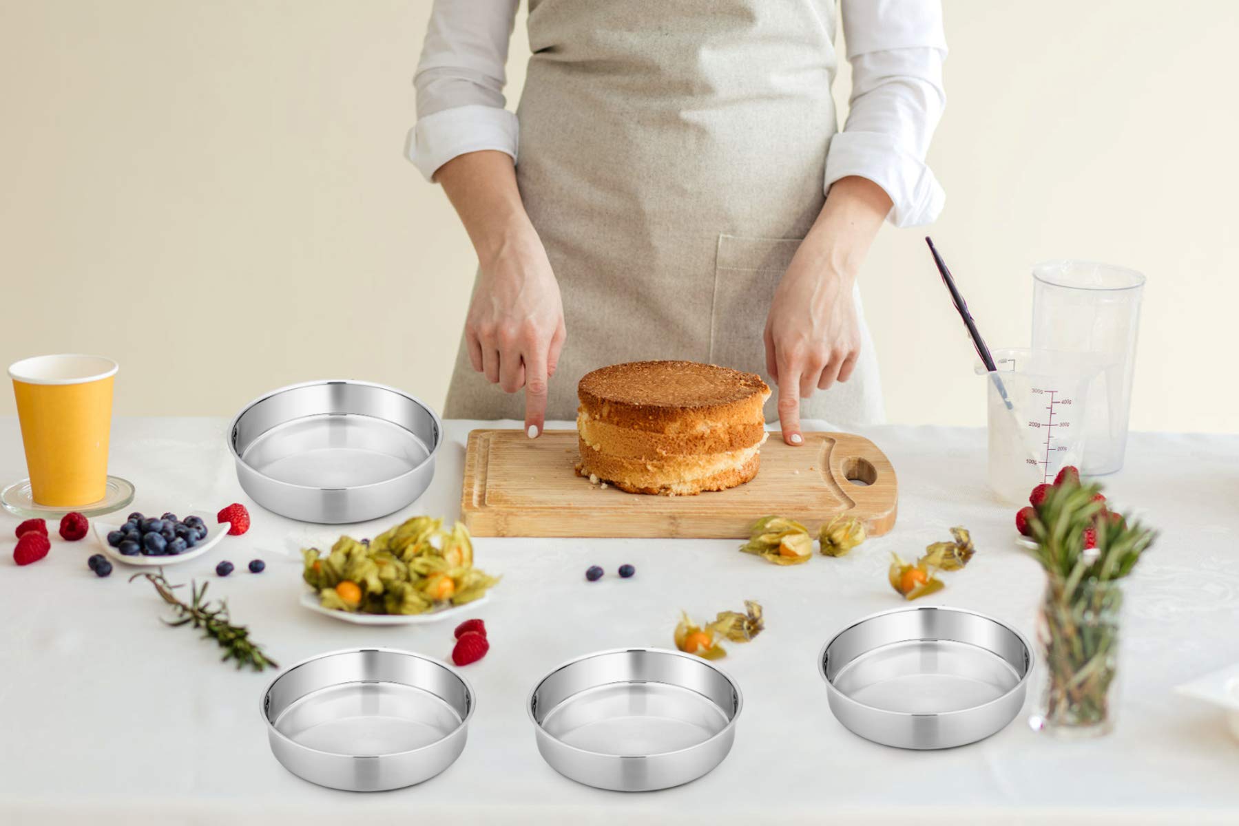 Stampi Da Forno Rotondi Homikit 16cm - Acciaio Inox, 2 Pezzi, Lavabili In Lavastoviglie, Per Torte E Biscotti - Foto 7