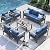 UDPATIO 7 Pieces Patio Aluminum Furniture Set Oversized Outdoor Furniture Modern Patio Set, 9 Seat Thick Cushion Outdoor Seating Set for Balcony(Include Wateroroof Sofa Cover)