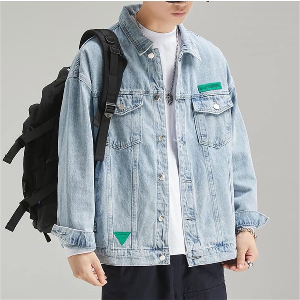 Labeled Jeans Coat, Student Jacket, Male Ruffian Handsome, Fried Street, Washed And Worn In(3XL code)