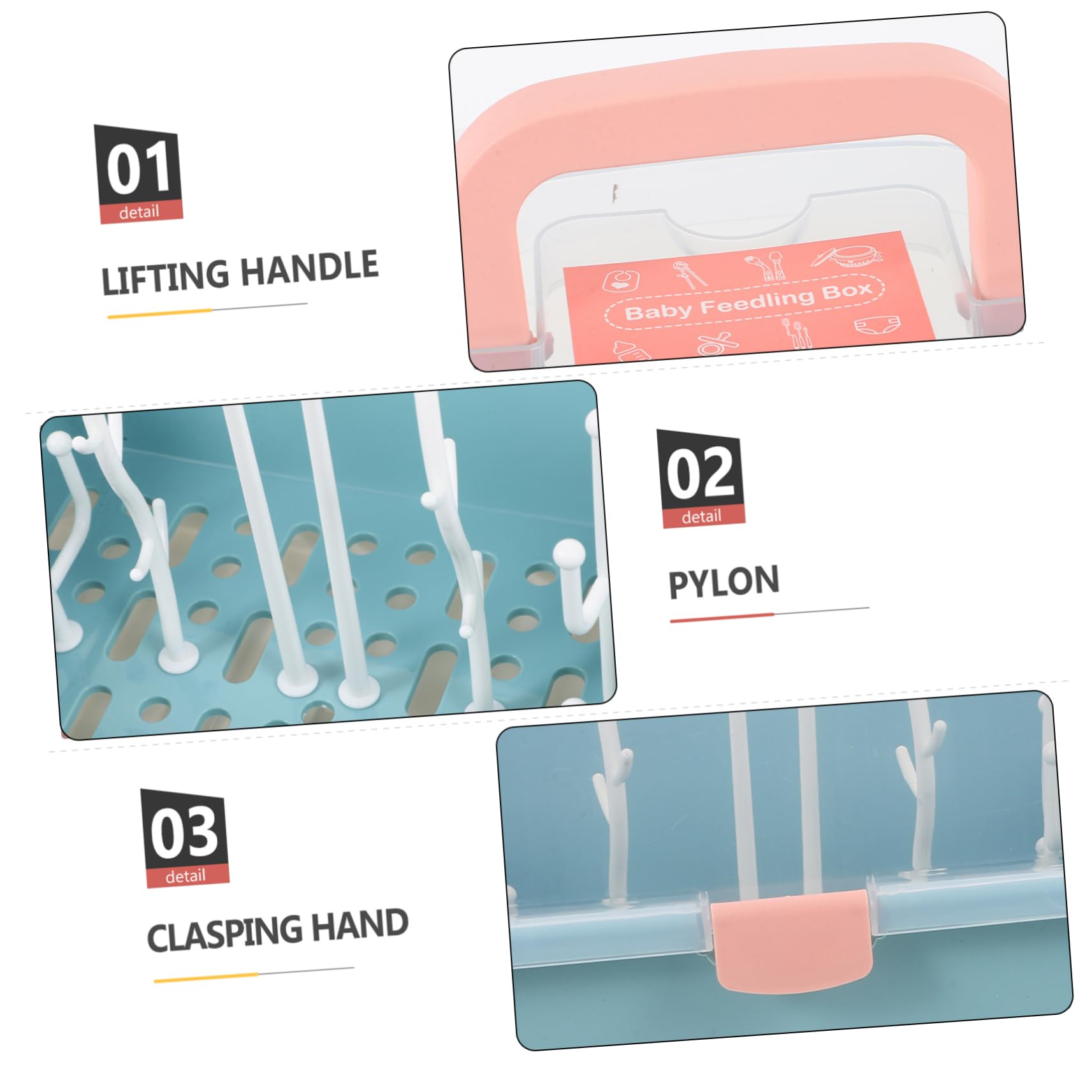 Babyflaschen Trockenbox mit Abtropfschale und Staubschutz Pp Aufbewahrungsbox für Babyflaschen und Besteck Tragbar und Praktisch für Shower und Stillzubehör