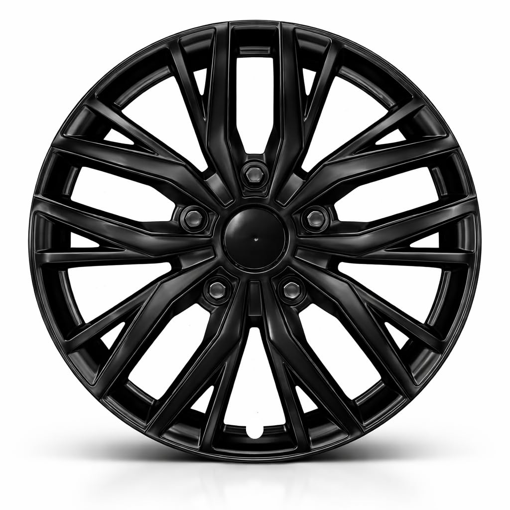 Photo 1 of 17-Inch Silver ABS Hubcaps with Steel Rings & Adjusters, Patented Design, Universal Fit, Set of 4 Wheel Covers (Glossy Black)