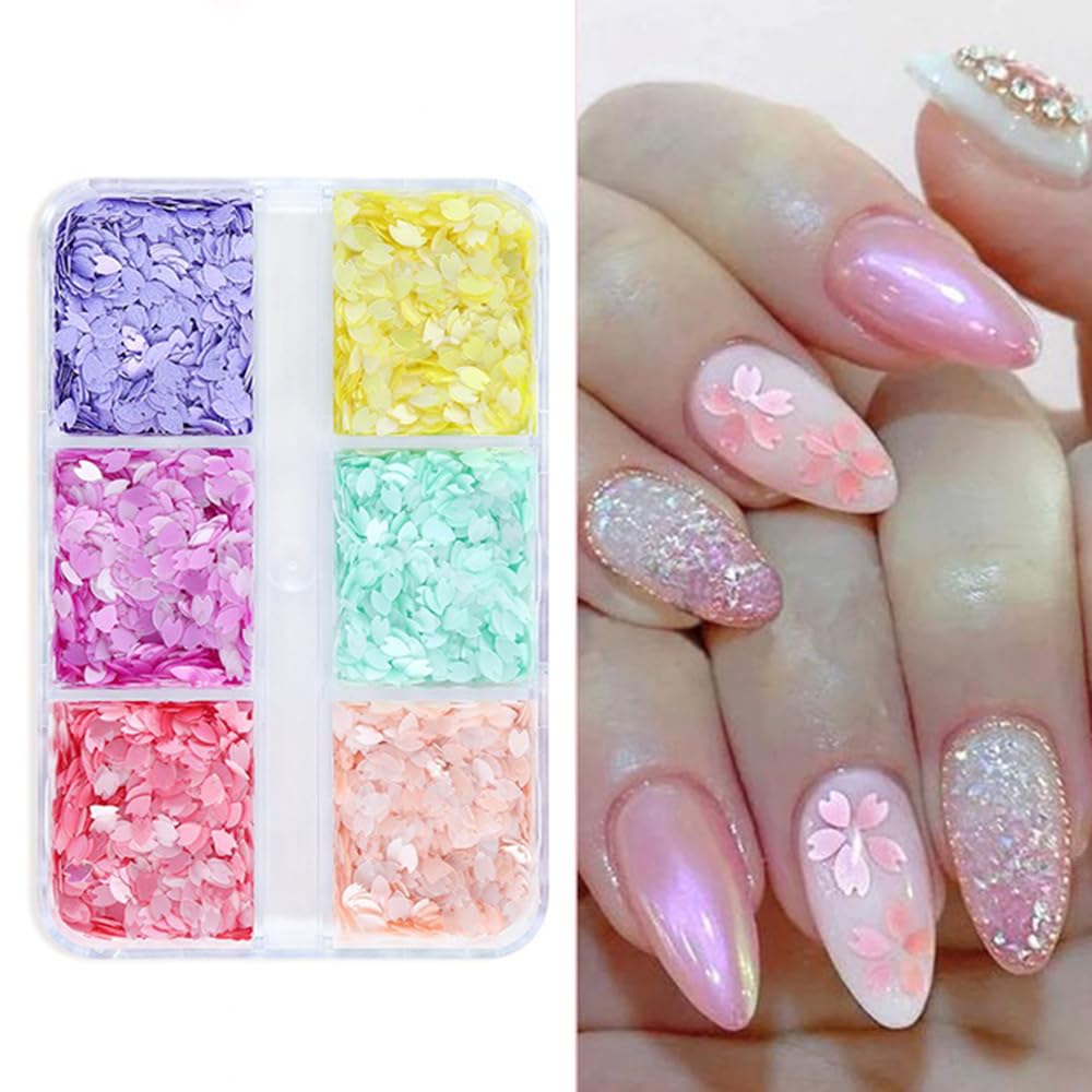 S.A.V.I 3D Cherry Blossom Nail Art Sequins - Multicolor Petal DIY for Women & Girls-image-15