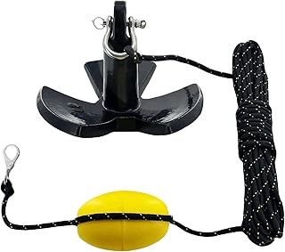 XIALUO Marine River Anchor Kit 20 lb Black PE Coated Kayak Anchor Accessories with 50 ft Rope for Fishing Kayaks, Canoe, Jet Ski, SUP Paddle Board and Small Boats