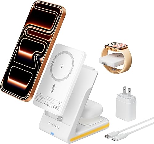Cargador inalámbrico 5 en 1 estación de carga magnética con banco de energía portátil para múltiples dispositivos AppleSamsung para Apple Watch
