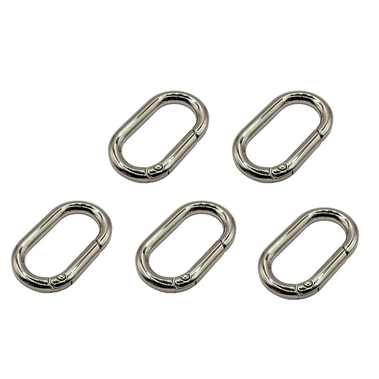 100 llaveros ovalados con resorte, anillo en O que se puede abrir, bolsa de cuero, correa de bolso, hebilla, llavero, colgante, cadena de perro, mosquetón a presión (plata, 24,5 mm)
