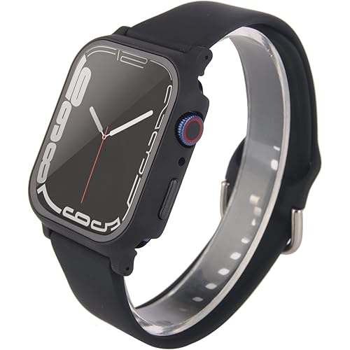 3 in 1 for Apple Watch Band with Case Built-in Screen Protector,SmartWatch Silicone Men Women Sport Wrist Strap & PC Hard Bumper Cover & Tempered Glass Screen Protector for iWatch SE Series 6 5 4